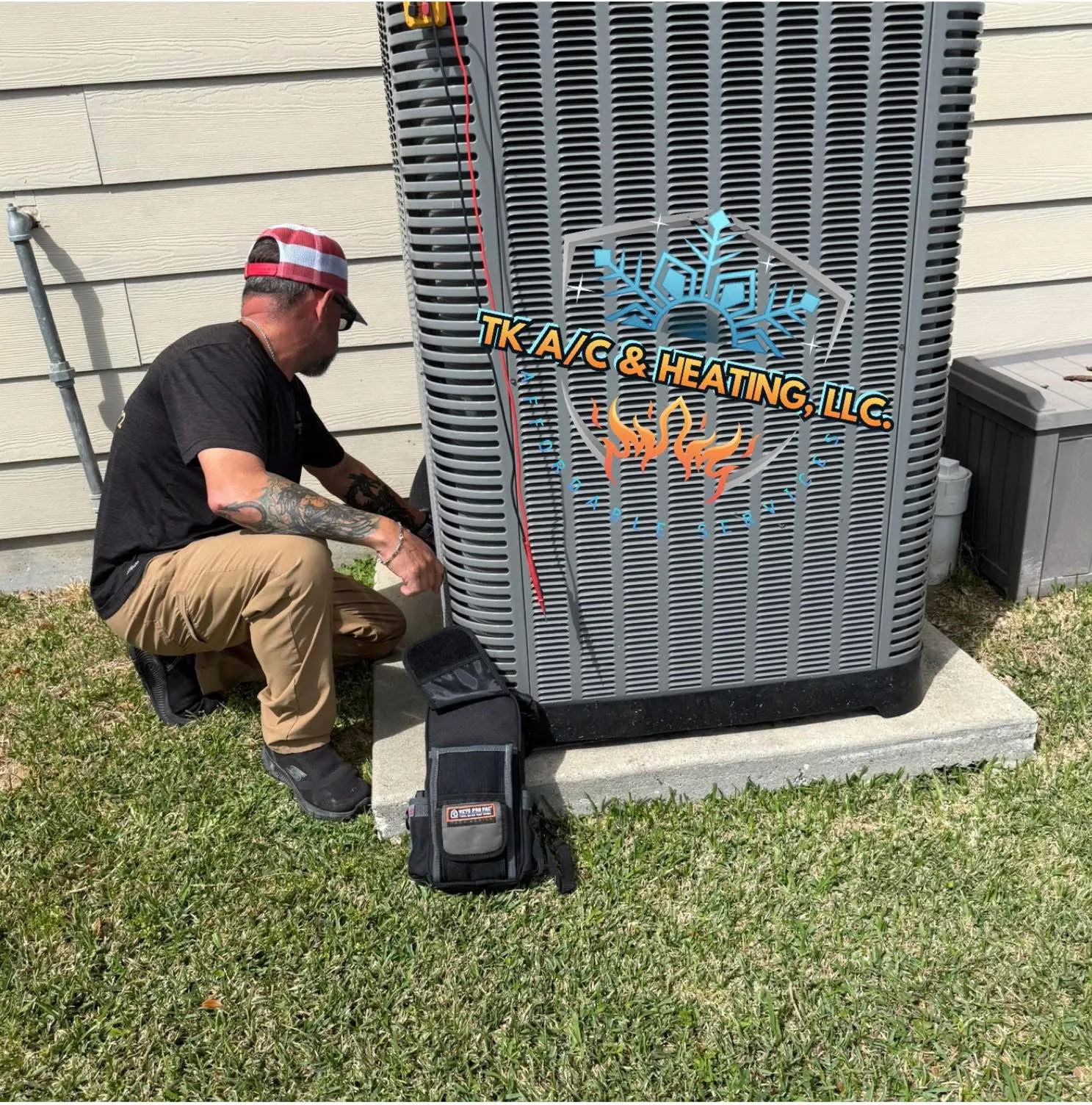 Heat pump / condenser unit mounted outdoors